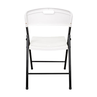 Silla Plegable Dako, Blanco, espaldar y asiento en material plastico y patas metálicas X2