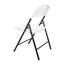 Silla Plegable Dako, Blanco, espaldar y asiento en material plastico y patas metálicas X4