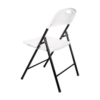 Silla Plegable Dako, Blanco, espaldar y asiento en material plastico y patas metálicas X2