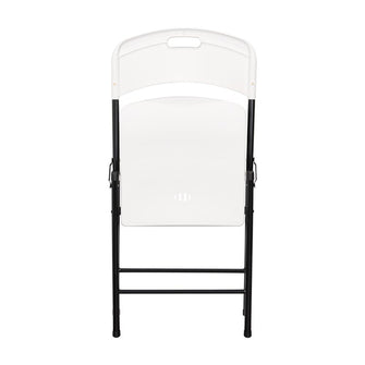 Silla Plegable Dako, Blanco, espaldar y asiento en material plastico y patas metálicas X2