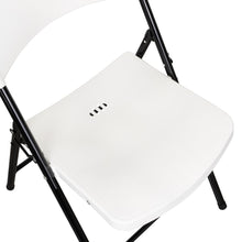 Silla Plegable Dako, Blanco, espaldar y asiento en material plastico y patas metálicas