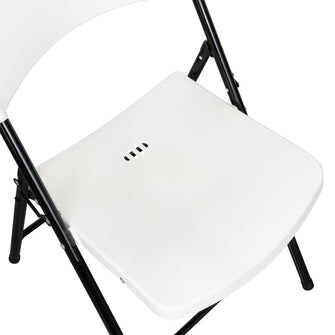 Silla Plegable Dako, Blanco, espaldar y asiento en material plastico y patas metálicas X2