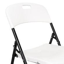 Silla Plegable Dako, Blanco, espaldar y asiento en material plastico y patas metálicas X2