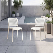 Silla Bronx, Blanco, Con espaldar en cuadrados y diseño minimalista X2