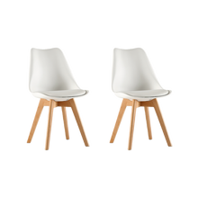 Silla Fyn, Blanco, Diseño Minimalista Con Espaldar, Cojín y Patas De Madera X2
