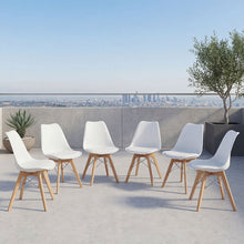 Silla Fyn, Blanco, Diseño Minimalista Con Espaldar, Cojín y Patas De Madera X6