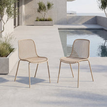 Silla Barcelona, Color Beige, Con espaldar en lineas diseño moderno X2