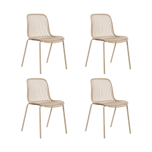 Silla Barcelona, Color Blanco, Con espaldar en lineas diseño moderno X4