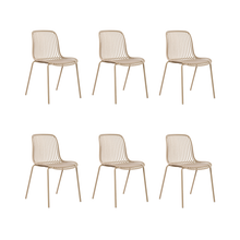 Silla Barcelona, Color Beige, Con espaldar en líneas diseño moderno X6