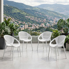 Set de 4 Sillas Selva con Brazos, Color Blanco, con Espaldar