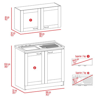 Cocina Integral Toronto, Blanco, Incluye Mesón Izquierdo ZF