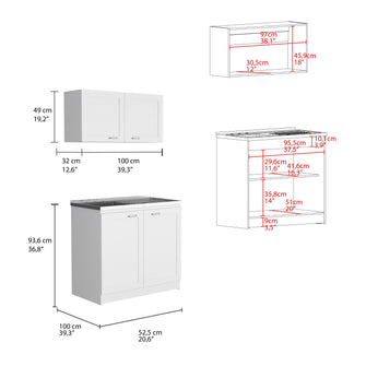 Cocina Integral Toronto, Blanco, Incluye Mesón Izquierdo ZF