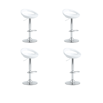 Kit de Cuatro Sillas Bar Turón, Blanco,  base metal cromado