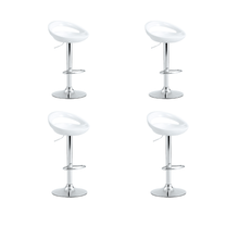 Kit de Cuatro Sillas Bar Turón, Blanco,  base metal cromado
