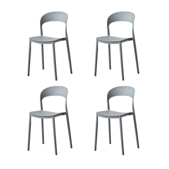 Silla Patrick, Color Gris Oscuro, Con espaldar y diseño Moderno X4