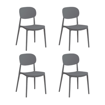 Silla Milan, Color Gris Oscuro, Con espaldar y diseño Moderno X4