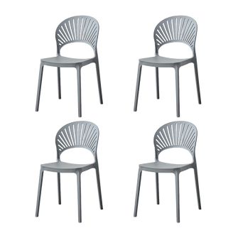 Silla Paraiso, Color Gris Oscuro, Con espaldar y diseño Moderno X4