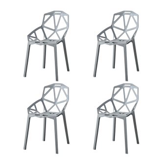 Silla Roxy, Color Gris Oscuro, Con espaldar y diseño Moderno X4