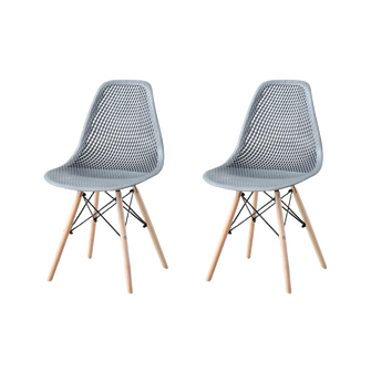 Silla Marcus, Color Gris Oscuro, Con espaldar y patas en Madera X2
