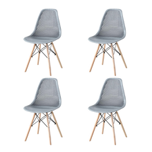 Silla Marcus, Color Gris Oscuro, Con espaldar y patas en Madera X4