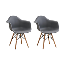 Silla Delia, Color Gris Oscuro, Con espaldar y patas en Madera X2