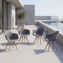 Silla Eymos, Color Gris Oscuro, Con espaldar y patas en Madera X4