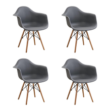Silla Delia, Color Gris Oscuro, Con espaldar y patas en Madera X4