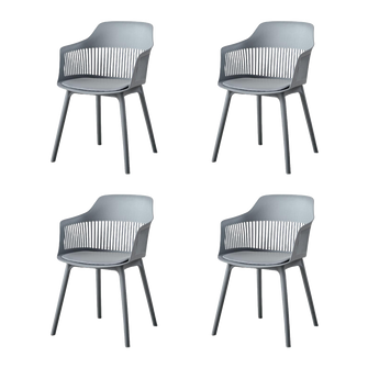 Silla Con Cojin Max, Color Gris Oscuro, Con espaldar y cojín X4