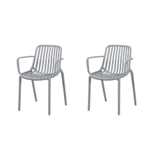 Silla Parma, Gris, Con espaldar en rayas y diseño minimalista X2