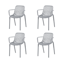 Silla Parma, Gris, Con espaldar en rayas y diseño minimalista X4