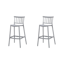 Silla para Bar Oxford, Gris, Con espaldar en barras y diseño minimalista X2