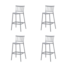 Silla para Bar Oxford, Gris, Con espaldar en barras y diseño minimalista X4