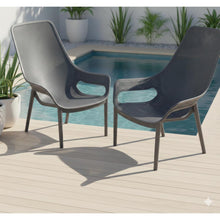 Silla Lounge Mayorca, Gris Oscuro, con espaldar y reposa brazos X4