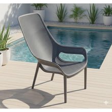 Silla Lounge Mayorca, Gris Oscuro, con espaldar y reposa brazos X4