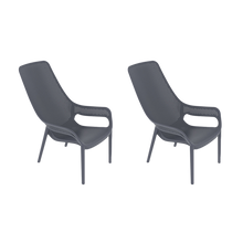 Silla Lounge Mayorca, Gris Oscuro, con espaldar y reposa brazos X2