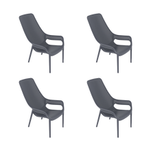 Silla Lounge Mayorca, Gris Oscuro, con espaldar y reposa brazos X4