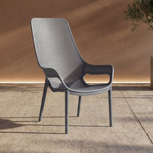 Silla Lounge Mayorca, Gris Oscuro, con espaldar y reposa brazos