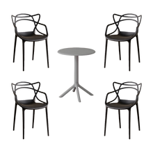 Combo Nova, Incluye Mesa Redonda y 4 Sillas en Color Negro Oscuro