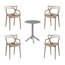 Combo Core, Incluye Mesa Redonda y 4 Sillas en Color Taupe