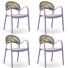 Set de 4 Sillas Daytona, Lila, con Espaldar, Reposa Brazos y Diseño Minimalista