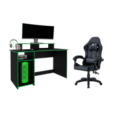 Combo para Oficina Vintel, Verde y Negro, Incluye Silla y Escritorio Gamer