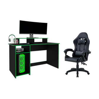 Combo para Oficina Vintel, Verde y Negro, Incluye Silla y Escritorio Gamer