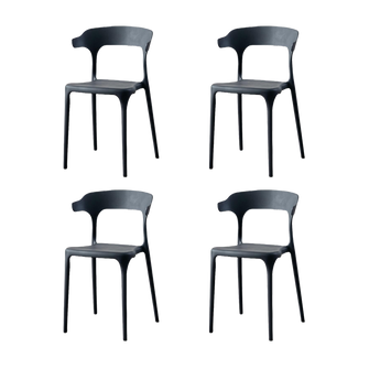 Silla Elena, Color Negro, Con espaldar y diseño Moderno X4