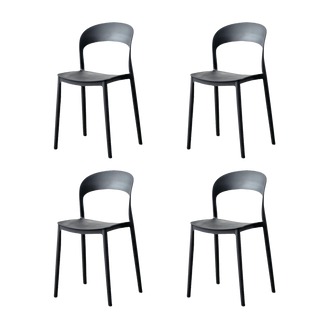 Silla Patrick, Color Negro, Con espaldar y diseño Moderno X4