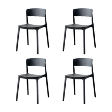 Silla Monaco, Color Negro, Con espaldar y diseño Moderno X4
