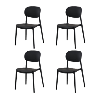 Silla Milan, Color Negro, Con espaldar y diseño Moderno X4