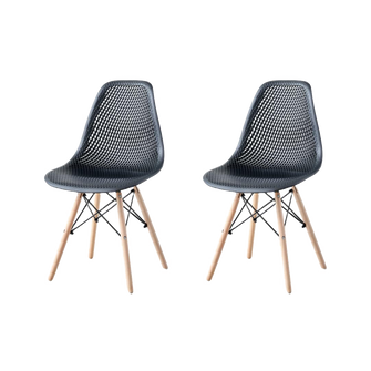 Silla Marcus, Color Negro, Con espaldar y patas en Madera X2