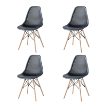 Silla Marcus, Color Negro, Con espaldar y patas en Madera X4