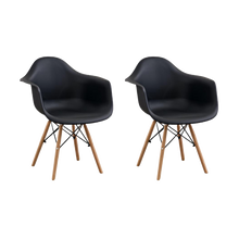 Silla Delia, Color Negro, Con espaldar y patas en Madera X2