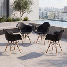 Silla Eymos, Color Negro, Con espaldar y patas en Madera X4